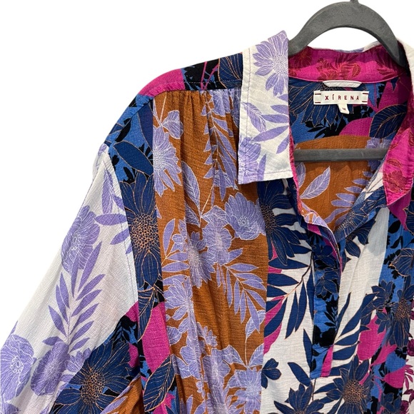 Xirena "PINK BECK" TOP IN SUNSET" Long Sleeve Blouse Size Medium 100% Cotton - Picture 10 of 14